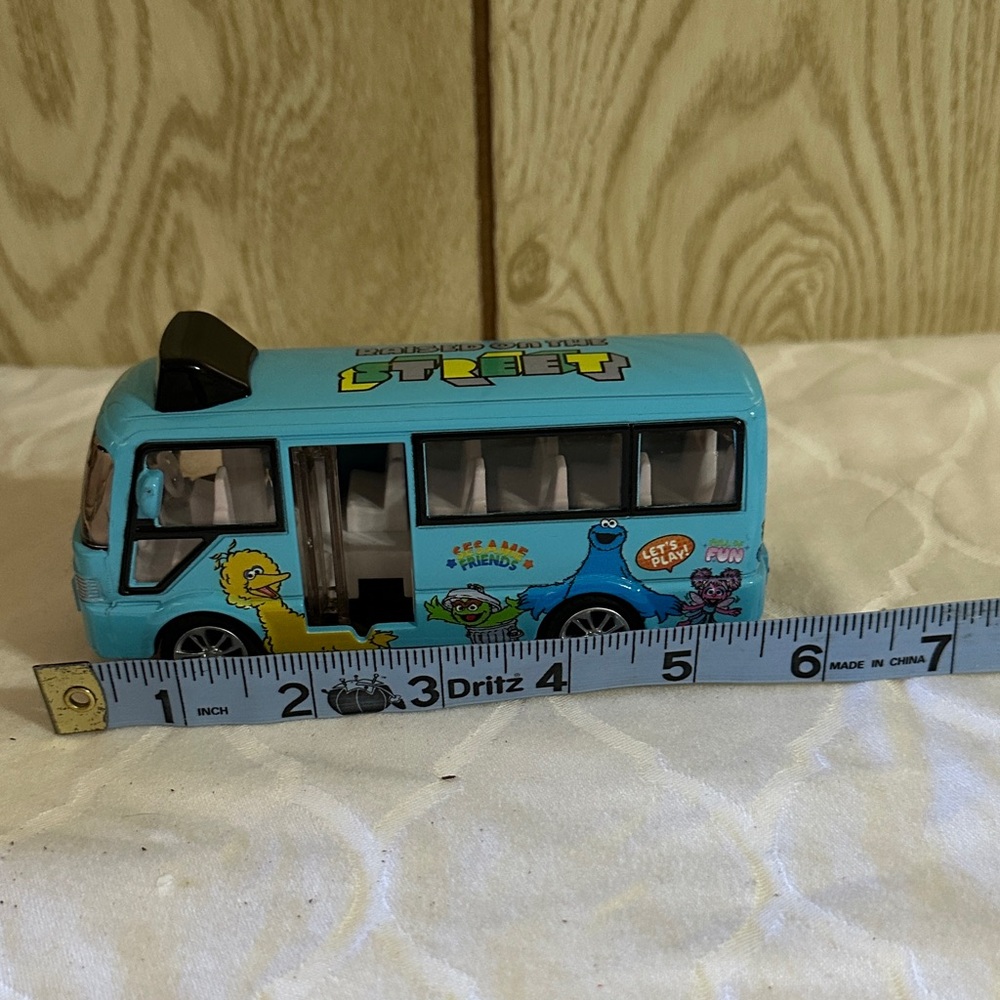 Sesame Street Raised on the Street Bus Blue Diecast Sesame Workshop